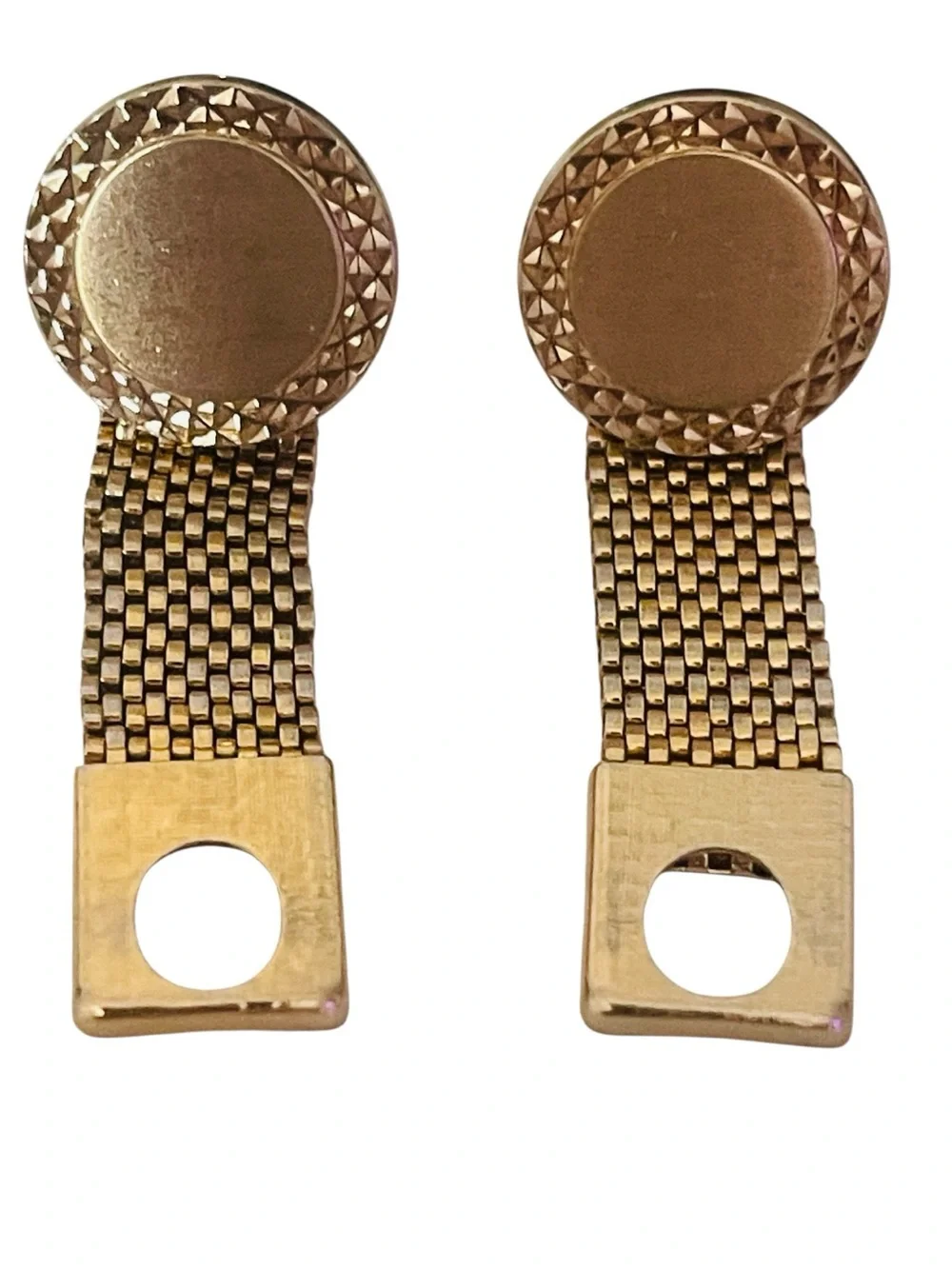 Vintage Hickok Mid Century Modern Wrap Around Gold Tone Mesh Cufflinks Signed